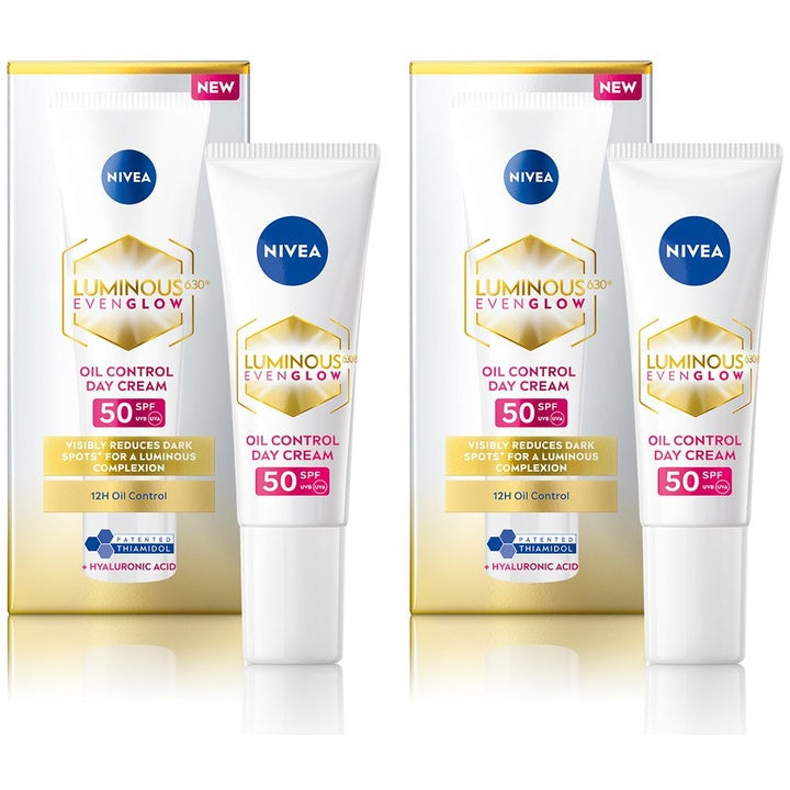 Nivea Set Of 2 Luminous Even Glow Oil SPF50 Day Cream - 10ml Each