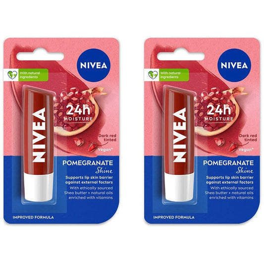 Nivea Set Of 2 Caring Lip Balm 4.8g Each - Pomegranate