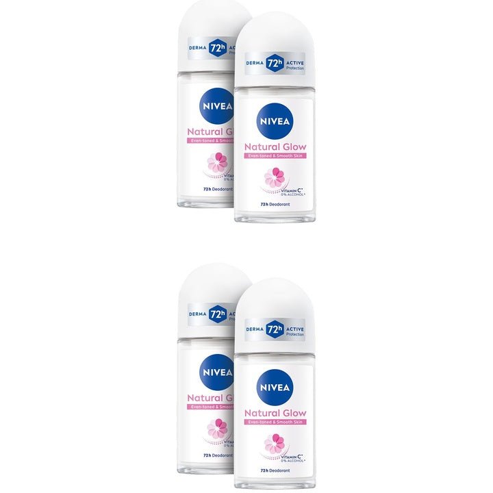 Nivea Women Set of 4 Natural Glow Deo Roll On with 72H Odor Protection - 50 ml each