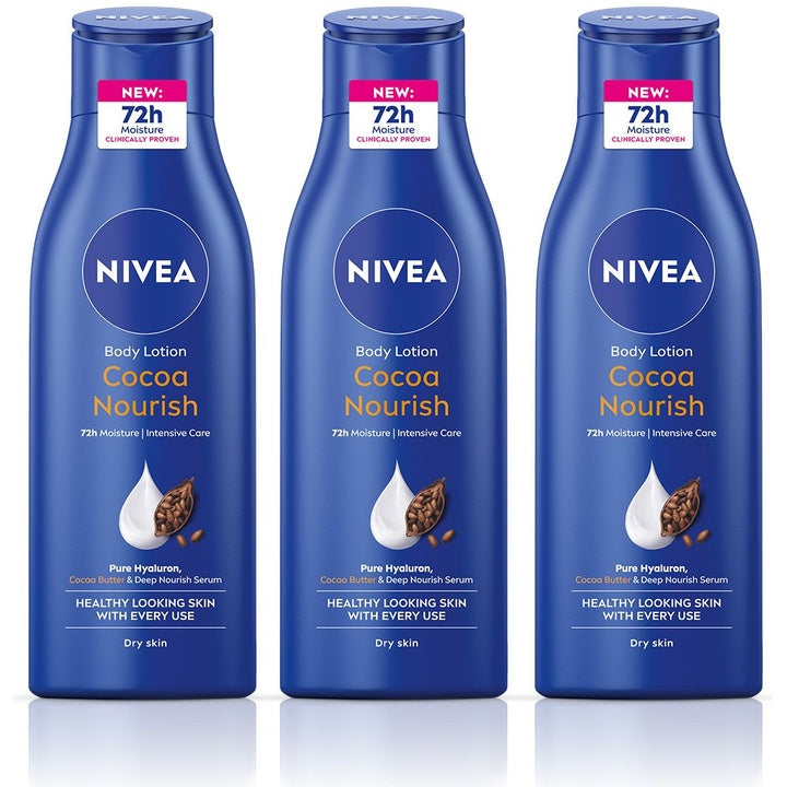 Nivea Set of 3 Cocoa Nourish Moisturiser For Dry Skin Body Lotion - 200 ml each