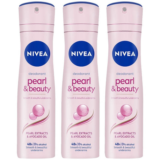 Nivea Women Set of 3 Pearl & Beauty 0% Alcohol Deodorants - 150 ml each