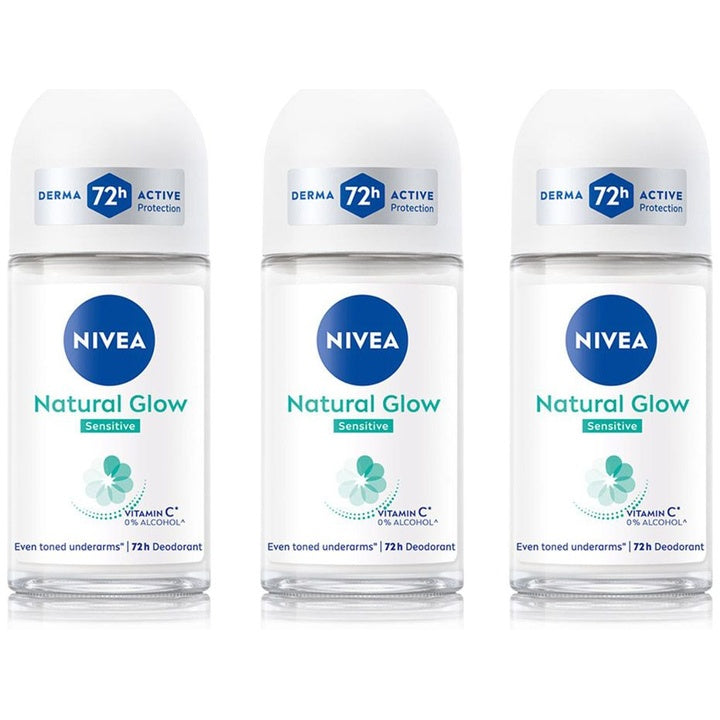 Nivea Women Set of 3 Natural Glow Sensitive Deo Roll On - 50 ml each