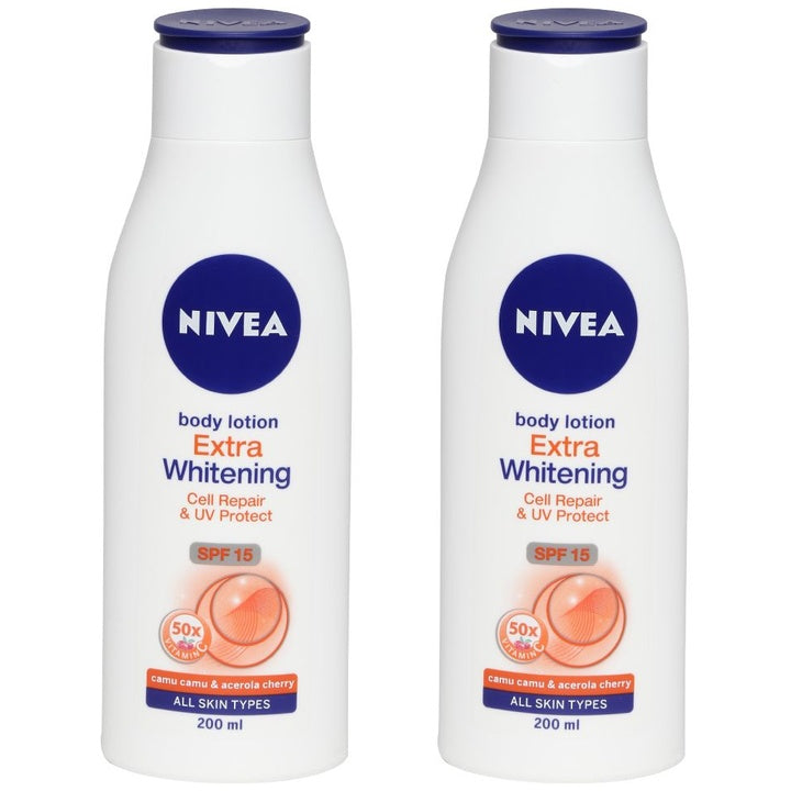 Nivea Set of 2 Extra Whitening Cell Repair & UV Protect SPF 15 Body Lotion - 200ml Each