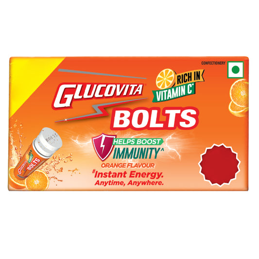Glucovita Bolts Orange Flavour Vitamin C Tablets - 16.2 g x 4 U