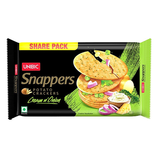 Unibic Snappers Potato Crackers Cream N Onion (4 U x 73.75 g) - 295 g