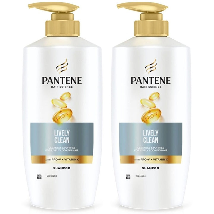 Pantene Set of 2 Hair Science Lively Clean Shampoo with Pro-Vitamins & Vit C - 650ml each