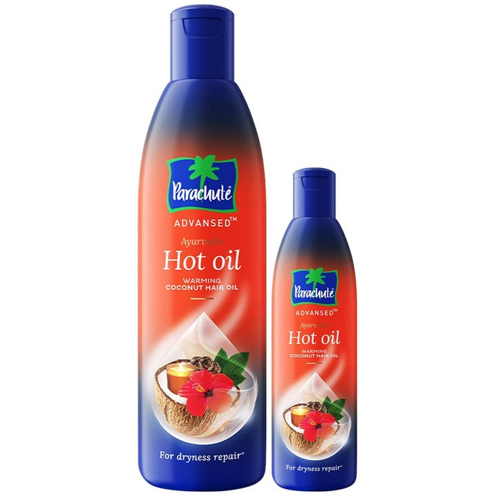 Parachute Set of 2 Advansed Ayurvedic Hot Oil for Dryness Repair - 400 ml & 90 ml