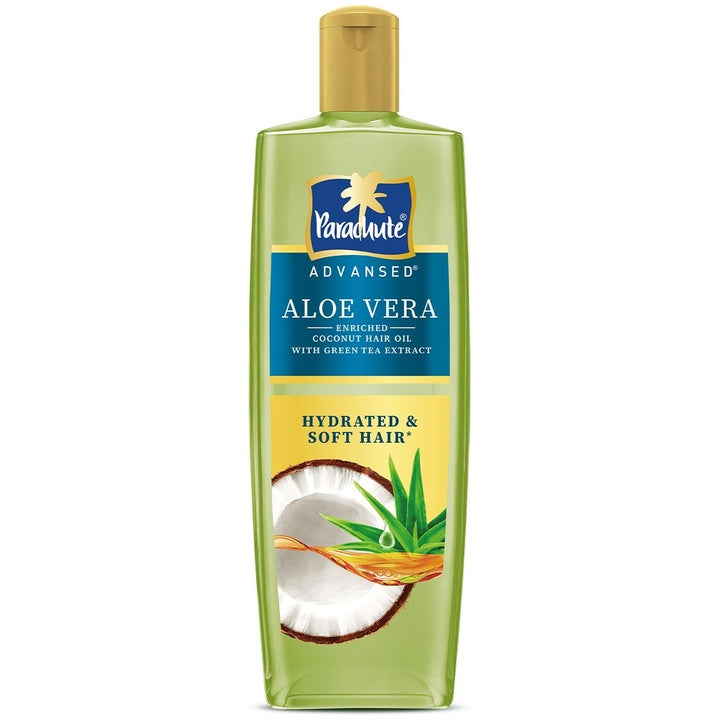 Parachute Aloe Vera Enriched Coconut Hair Oil with Green Tea for Hydrated Hair - 300 ml