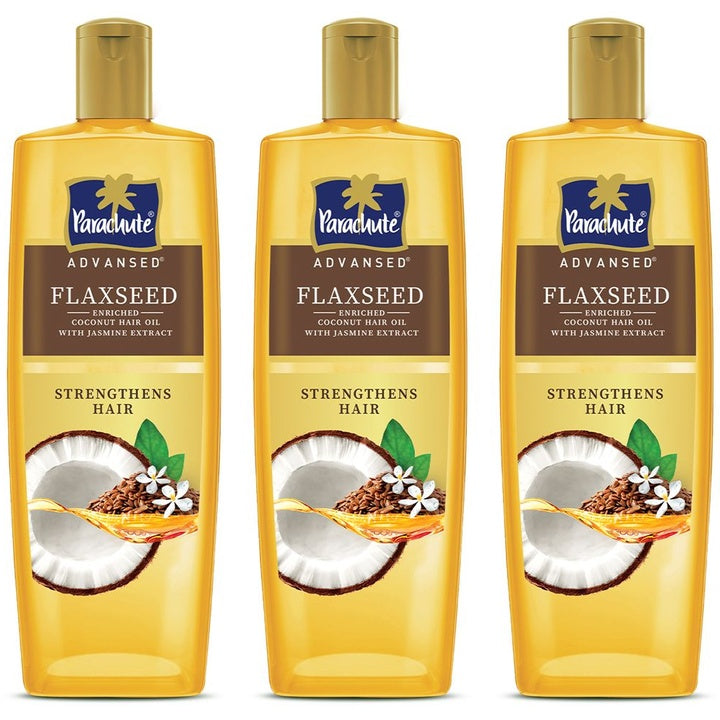 Parachute Set of 3 Advansed Flaxseed Enriched Coconut Hair Oil - 300 ml Each