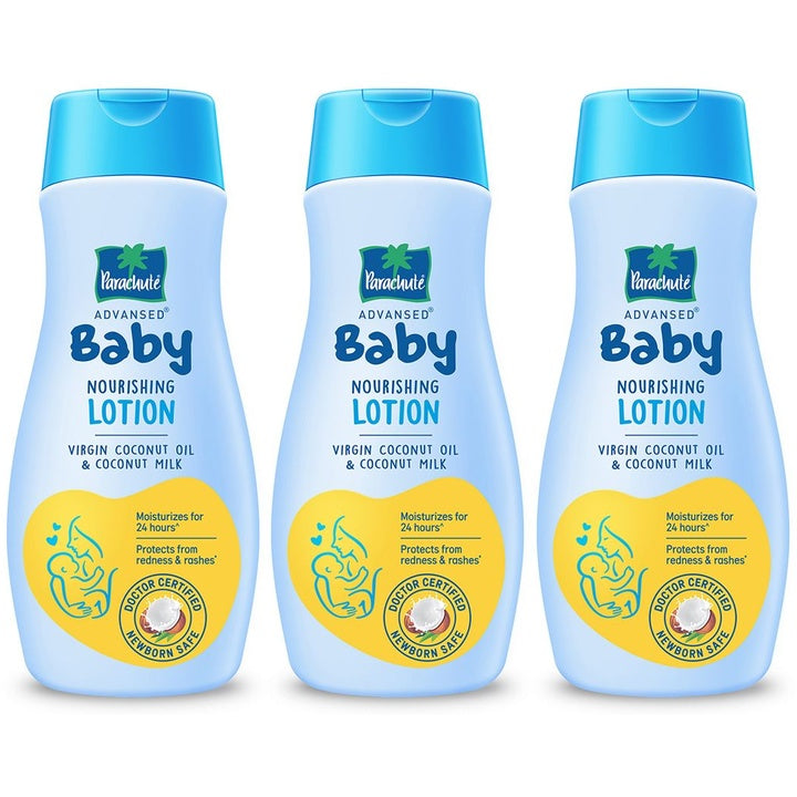 Parachute Set of 3 Baby Nourishing Lotion with Virgin Coconut Oil & Coconut Milk - 200ml