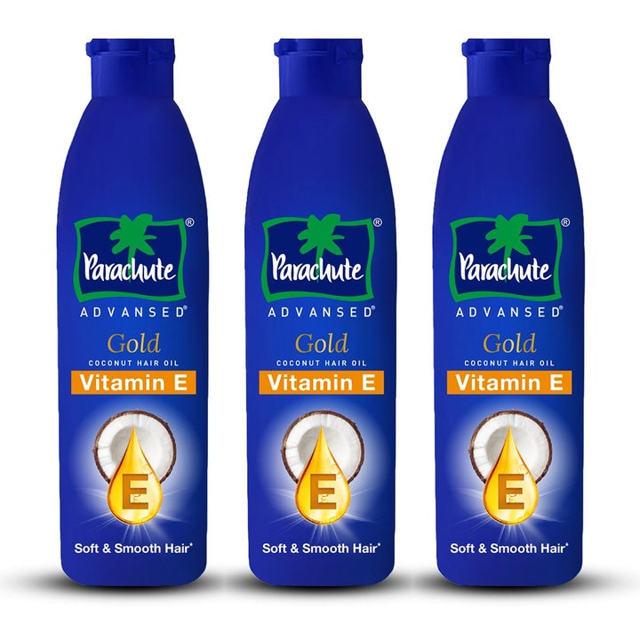 Parachute Set of 3 Advansed Gold Vitamin E Coconut Hair Oil for Soft Hair - 300 ml Each
