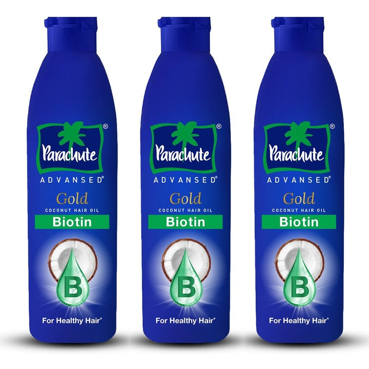 Parachute Set of 3 Advansed Gold Biotin Coconut Hair Oil for Fuller Hair - 300 ml Each