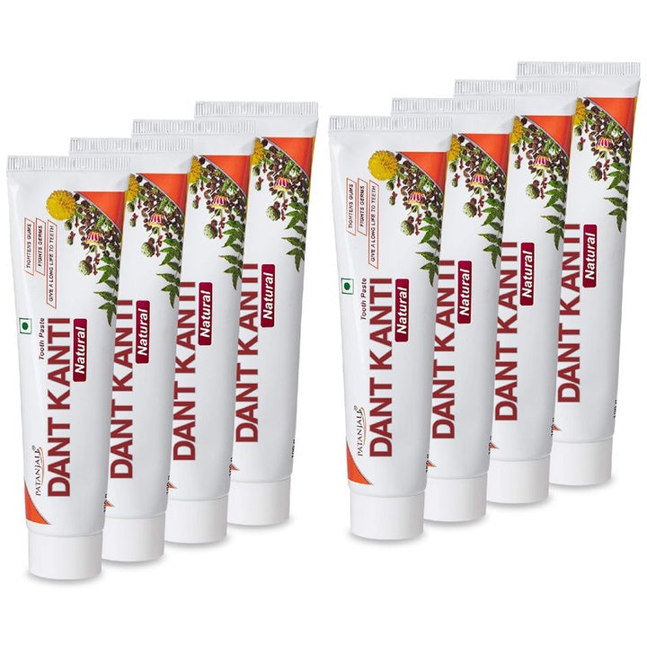 Patanjali Set of 8 Dant Kanti Natural Toothpastes for Strong Teeth & Gums - 200 g each