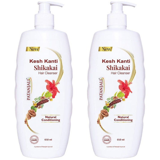 Patanjali Set Of 2 Kesh Kanti Shikakai Hair Cleanser For Natural Conditioning - 650ml Each