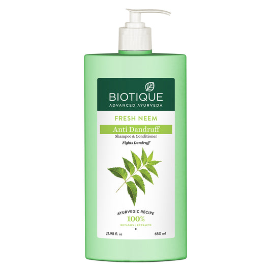Biotique Fresh Neem Anti Dandruff Shampoo With Conditioner - 650 ml