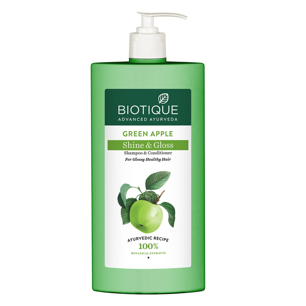 Biotique Green Apple Shine & Gloss Shampoo With Conditioner - 650 ml
