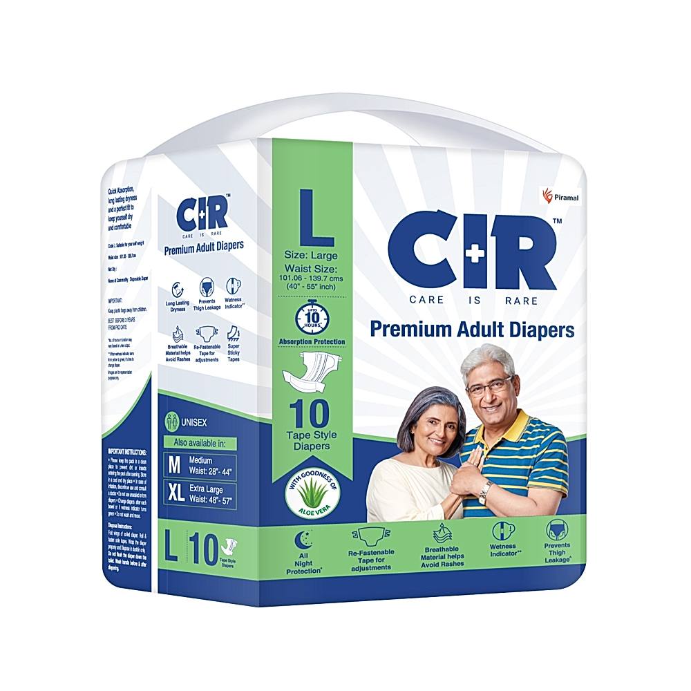 CIR Premium Adult Diapers Unisex (L) - 10 U