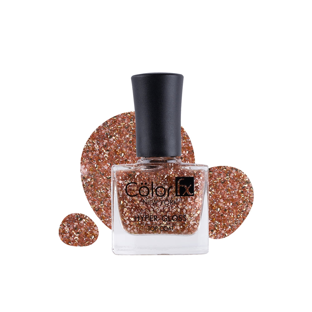 Colour Fx New York Hyper-Gloss Top Coat Gold 173 Nail Polish - Rose - 9 ml