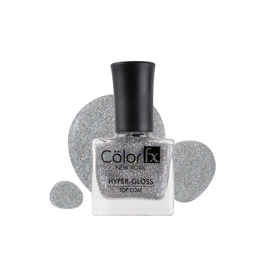 Colour Fx New York Hyper-Gloss Top Coat Holo 172 Nail Polish - Silver - 9 ml