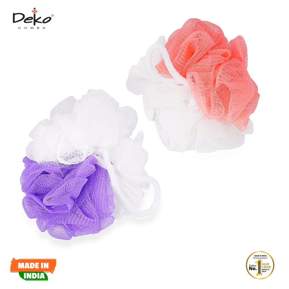 Deko 2P Loofah Sponge Set (Lite Peach & Purple) - Pack Of 2 - 1 U