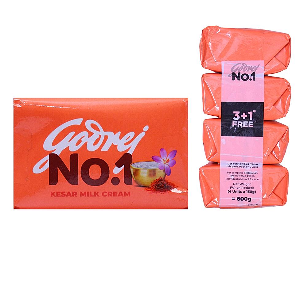 Godrej No. 1 Kesar & Milk Cream Soap - 150 g x 3 U