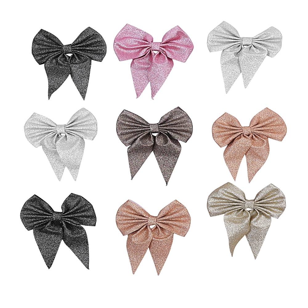 JB Home Navratri Colourful Shimmer Hair Bow Clips - Pack Of 9 - 1 Unit