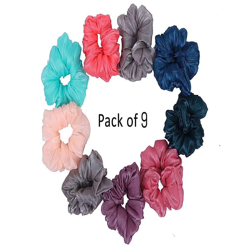 JB Home Premium Large Organza Scrunchies - Pack Of 9 - 1 Unit