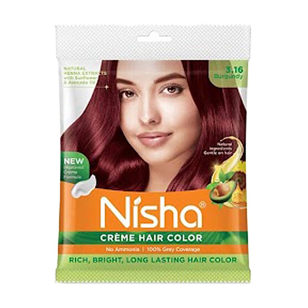 Nisha Creme Hair Colour - Burgundy (20 g + 20 ml)