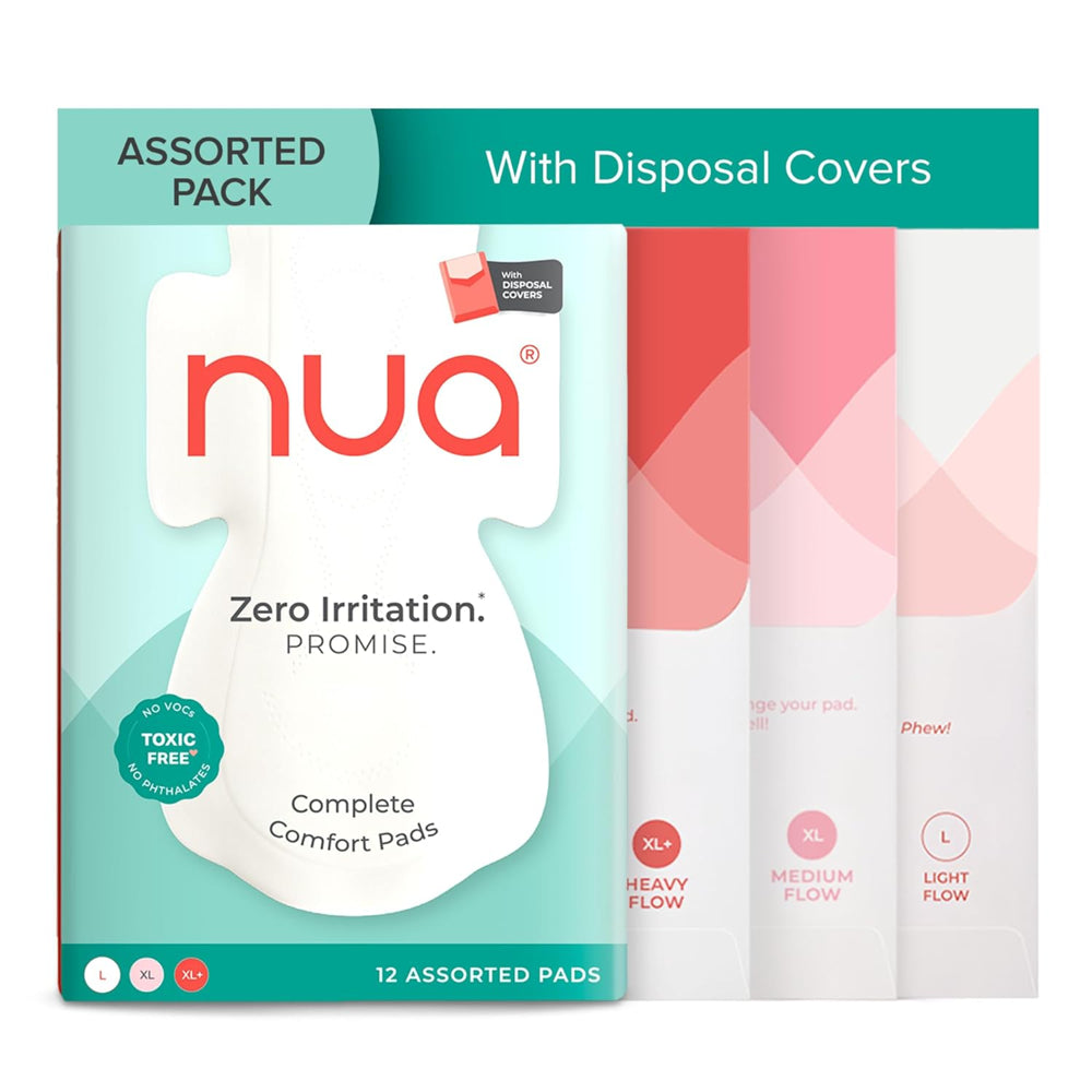 Nua Ultra Safe Assorted Sanitary Pads (4-L/5-XL/3-XL+ ) - 12 U