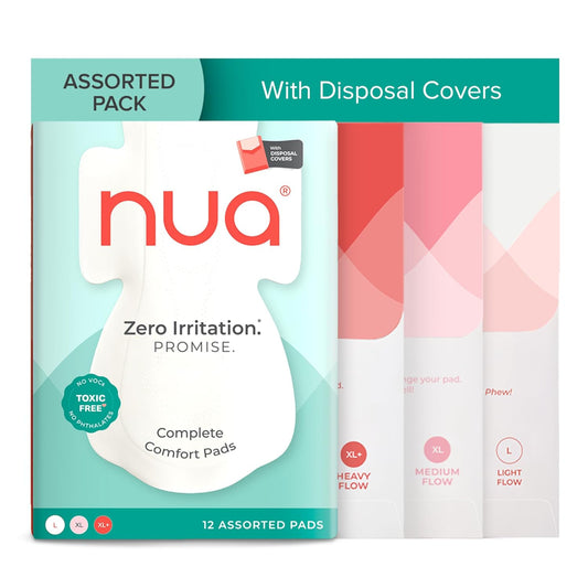 Nua Ultra Safe Assorted Sanitary Pads (4-L/5-XL/3-XL+ ) - 12 U