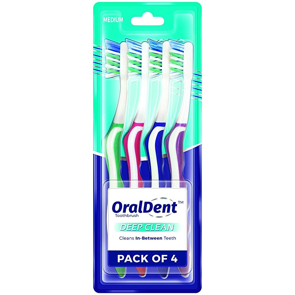 Oraldent Deep Clean Medium Toothbrush - 4 U