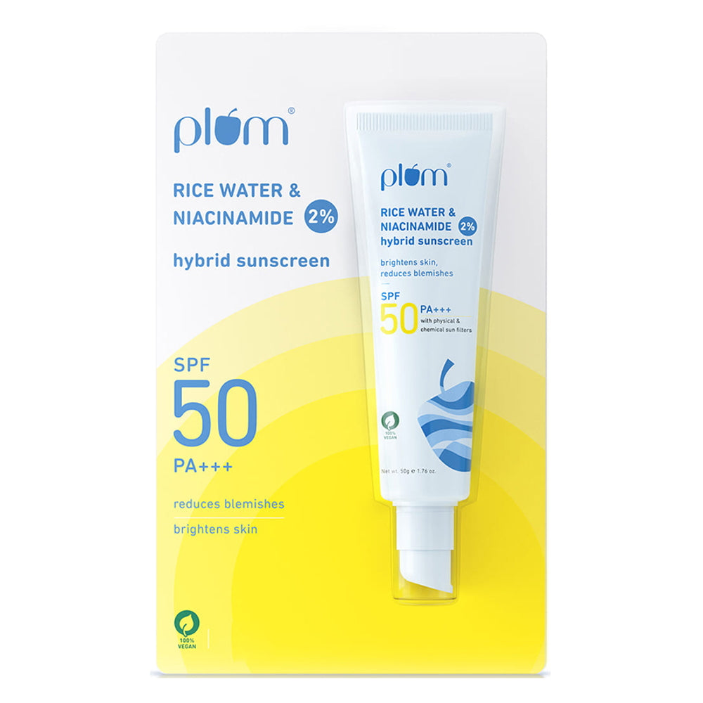 Plum Rice Water & Niacinamide 2% Hybrid Sunscreen - 50 g