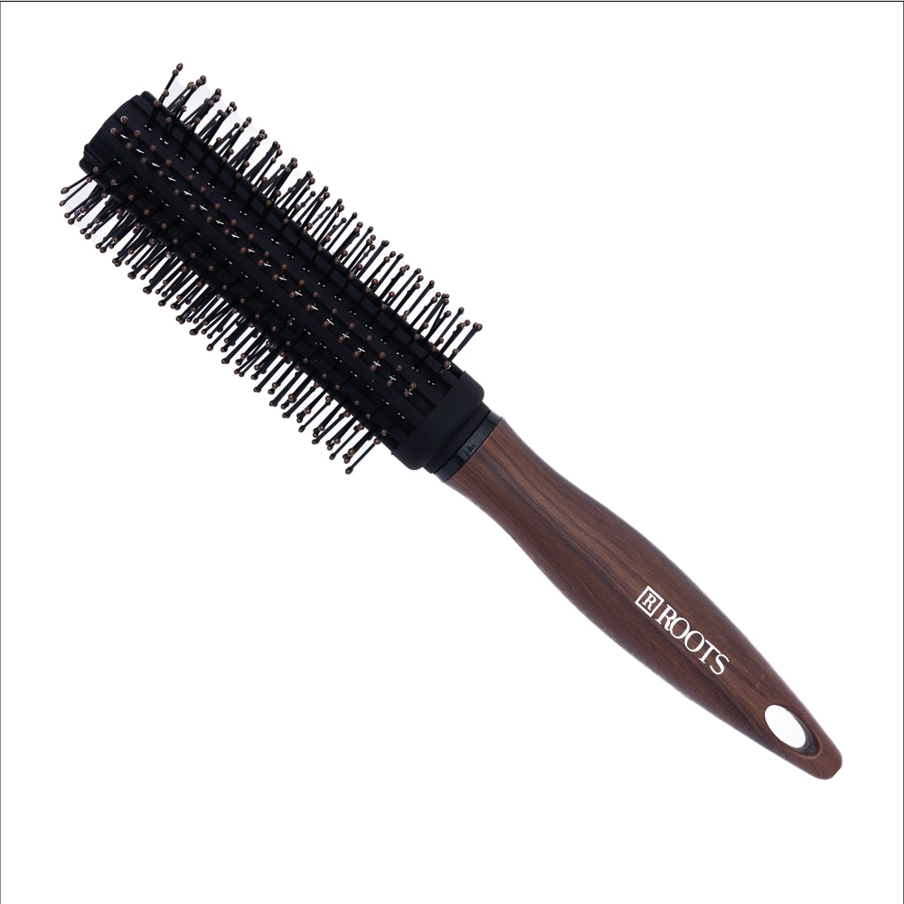 Roots Hair Brush (WDR13) Round - Brown - 1 U