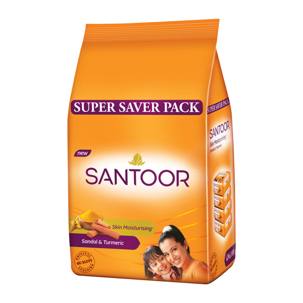 Santoor Sandal & Turmeric Soap - 150 g x 4 U