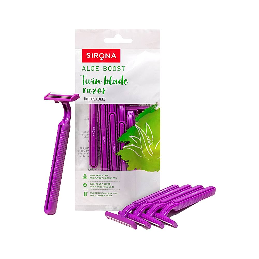 Sirona Aloe- Boost Twin Blade Razor Disposable - 5 U