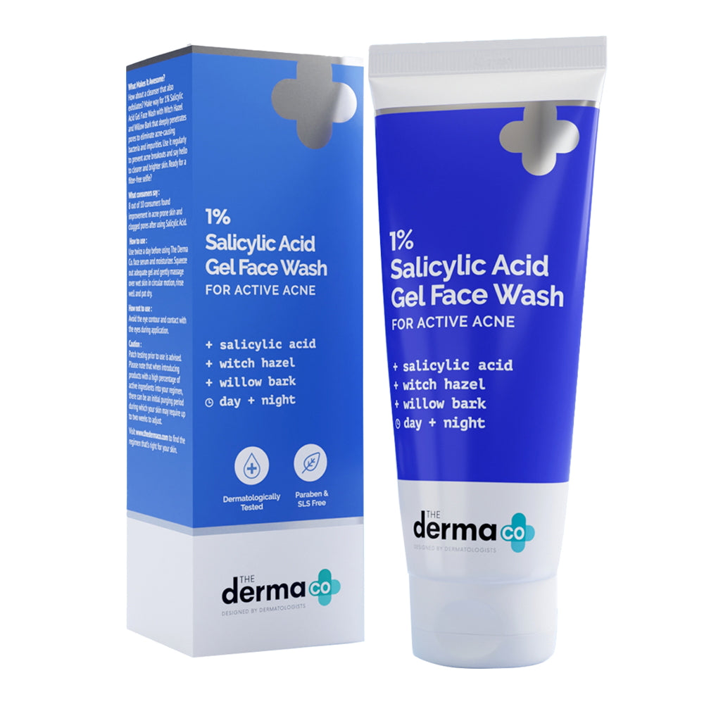 The Derma Co 1% Salicylic Acid Gel Face Wash For Active Acne - 100 ml