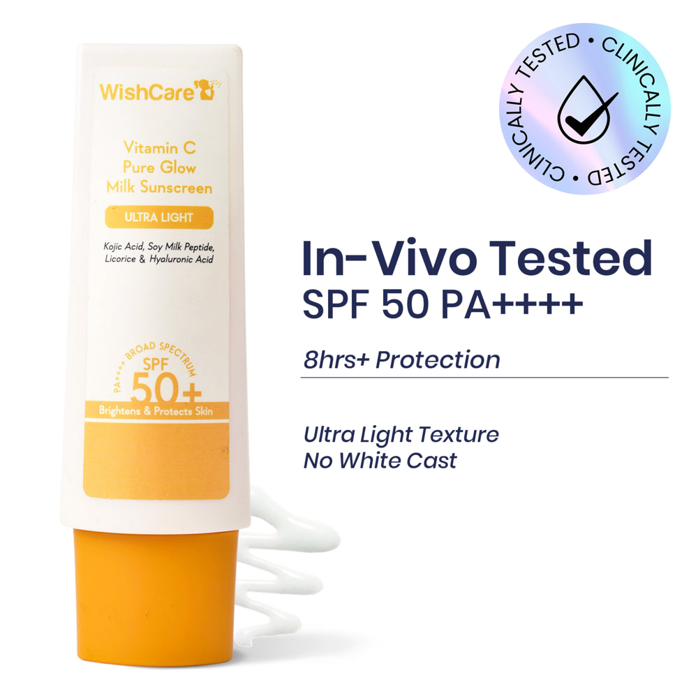 Wishcare Vitamin C Pure Glow Milk Sunscreen Ultra Light 50+++ Spf - 50 g