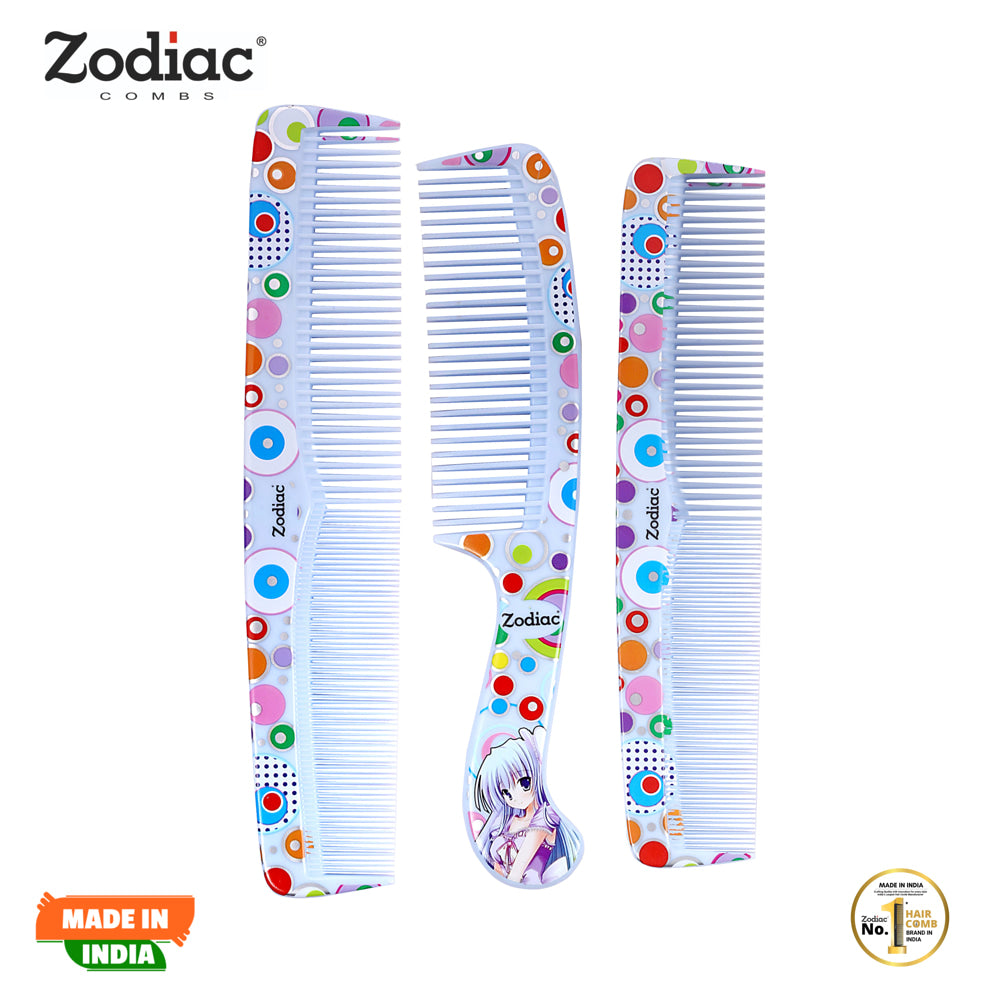 Zodiac 3P Designer Comb (Blue) - Pack Of 3 - 1 U