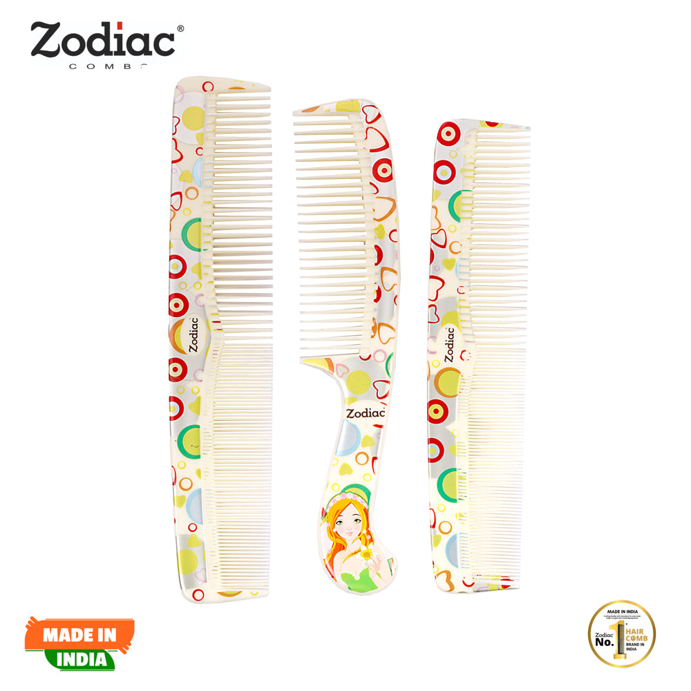 Zodiac 3P Designer Comb (Ivory) - Pack Of 3 - 1 U