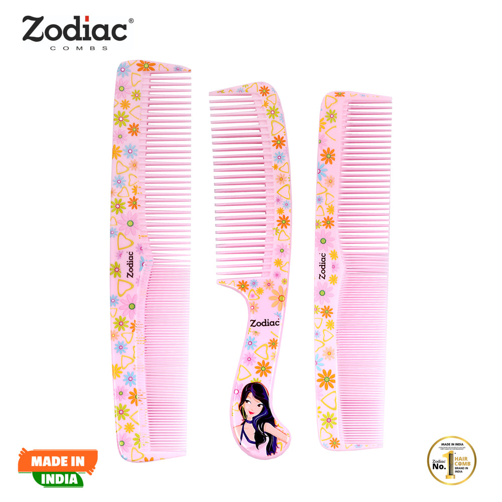 Zodiac 3P Designer Comb (Pink) - Pack Of 3 - 1 U