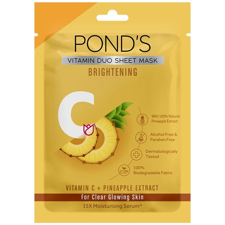 Ponds Vitamin C + Pineapple Extract Brightening Sheet Mask For Clear Glowing Skin 25 ml
