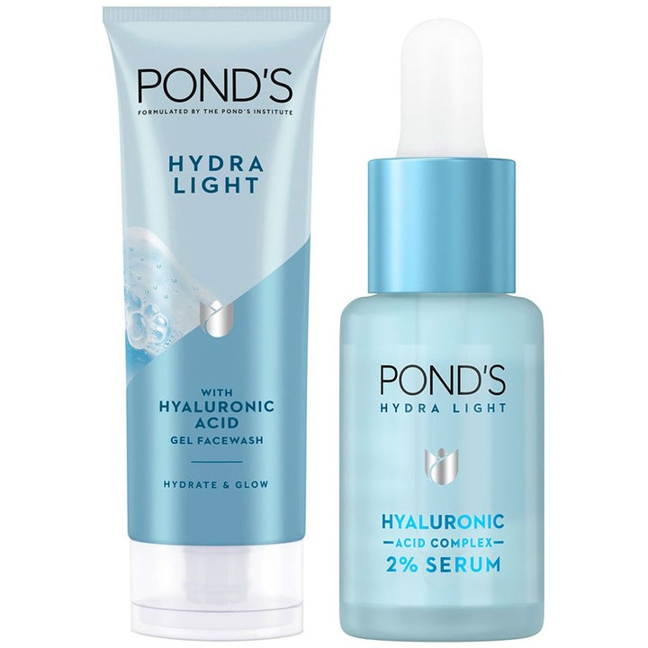 Ponds Hydra Light Hyaluronic Acid Face Care Combo - Face Serum 14ml & Face Wash 100g