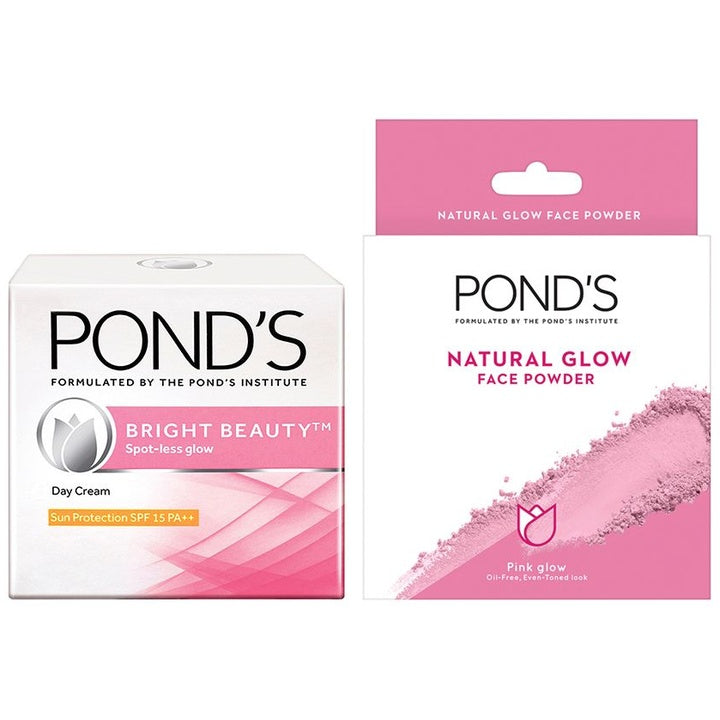 Ponds Bright Beauty SPF15 PA++ Cream & Natural Glow Loose Face Powder - Pink Glow