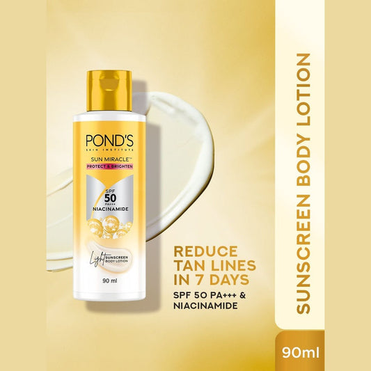 Ponds Sun Miracle Protect & Brighten SPF 50 PA+++ Niacinamide Light Body Lotion - 90ml