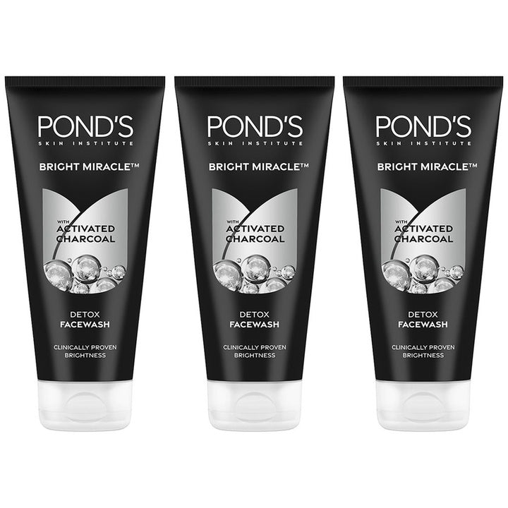Ponds Set of 3 Bright Miracle Detox Facewash with 10X Power of Charcoal - 200 g each