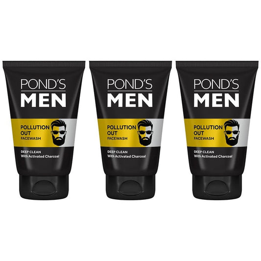 Ponds Men Set of 3 Pollution Out Deep Clean Face Wash - 100 g each