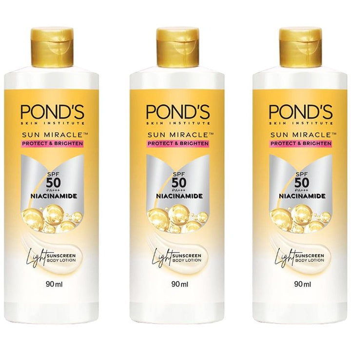 Ponds 3Pcs Sun Miracle Protect & Brighten SPF 50 Light Body Lotion - 90ml each