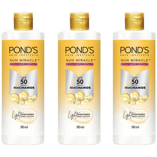 Ponds 3Pcs Sun Miracle Protect & Brighten SPF 50 Light Body Lotion - 90ml each