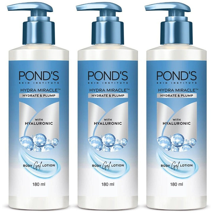 Ponds Set Of 3 Hydra Miracle Hydrate & Plump Body Gel Lotion - 180ml Each