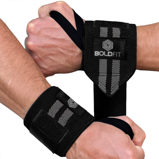 Boldfit Wrist Supporter For Gym Wrist Band - Black Grey - 1 U